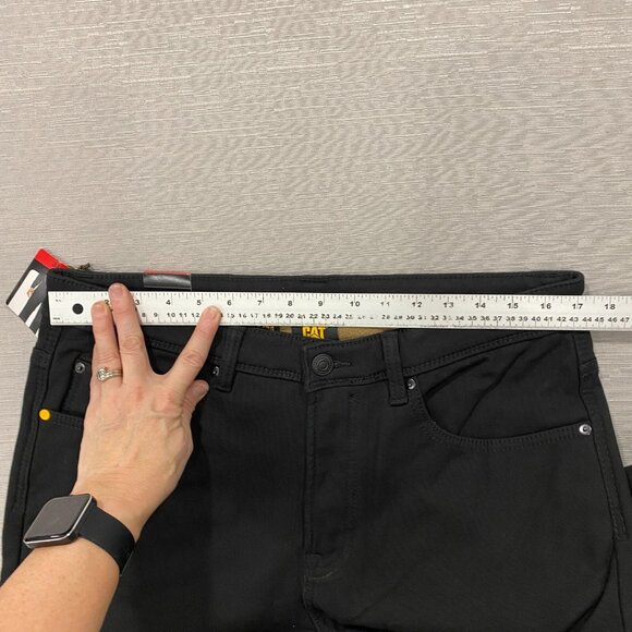 CAT Caterpillar Work Pants Mens 34 x 34 Black Canvas Fleece Lined Insulated - Picture 7 of 12